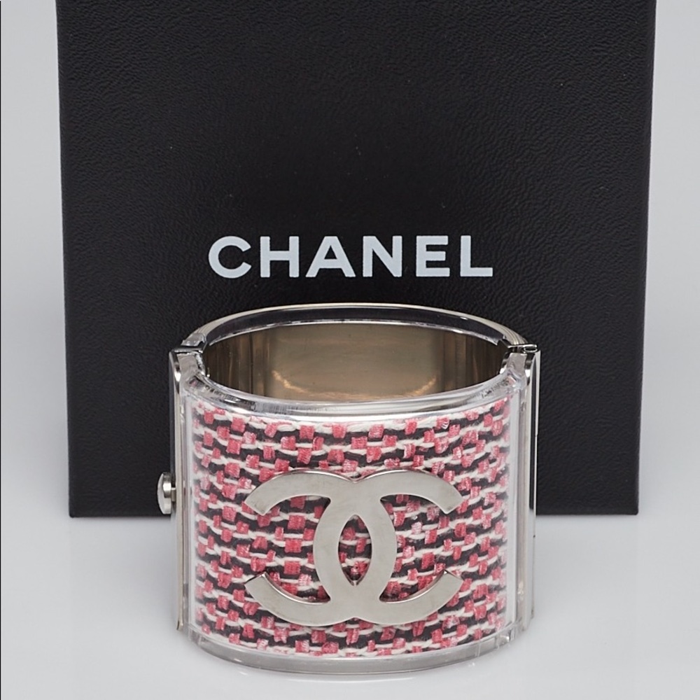Chanel tweed cuff clear